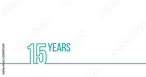 15 years anniversary or birthday. Linear outline graphics. Can be used for printing materials, brouchures, covers, reports. Stock Vector illustration isolated on white background