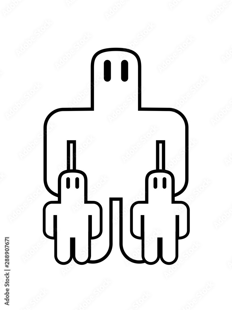 Fototapeta premium clipart familie kinder papa mama geschwister liebe einfache figur golem monster yeti design cool comic cartoon süß niedlich piktogram