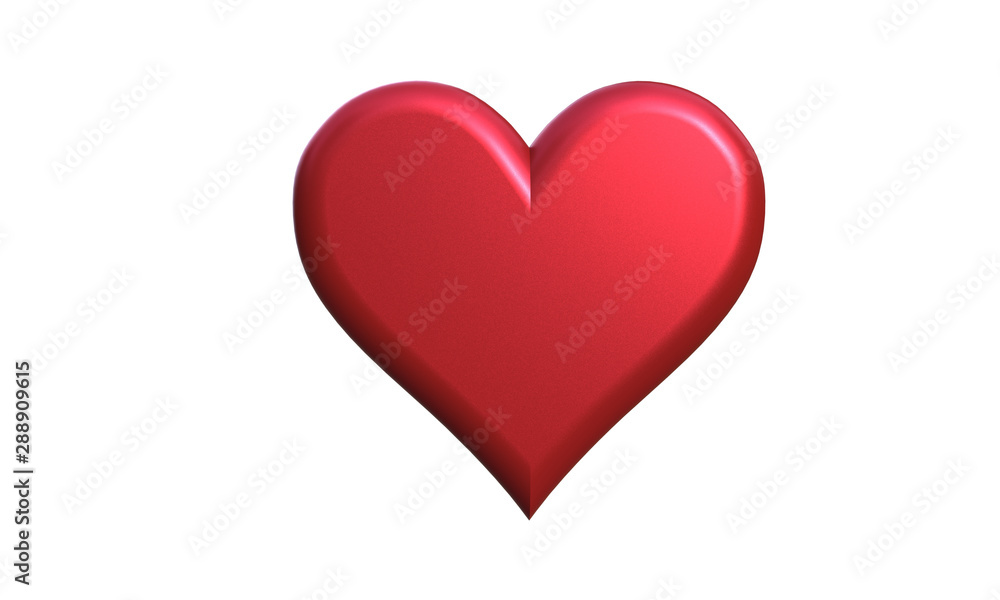 red heart icon isolated on white 3d illustration