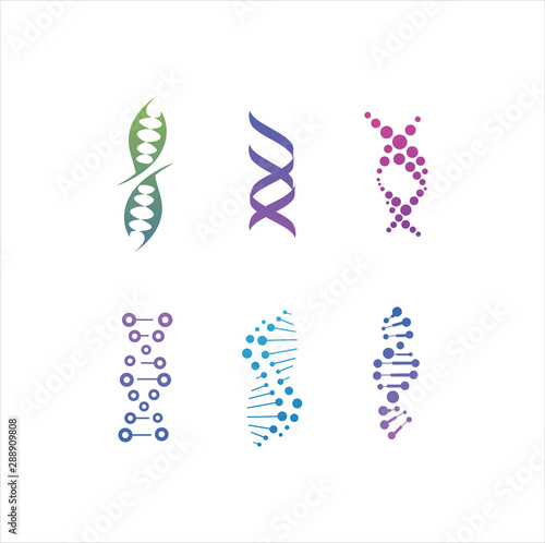 DNA genetic sign, icons and elements collection. colorful of DNA Symbol Isolated. DNA logo vector.