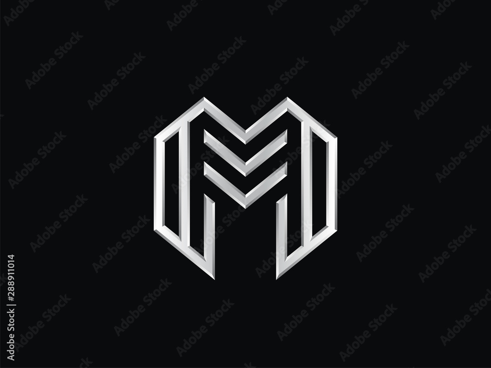 Vector template letter M. Sign in a linear style Vector template letter M. Sign in a linear style