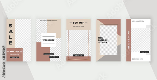 Editable stories templates for social media banners with pink and grey geometric shapes. Modern covers design for poster, greeting, wedding invitation, flyers, card.