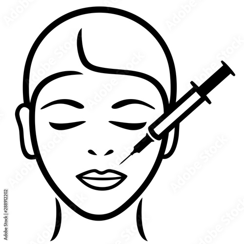 Cosmetic injections line icon. Vector flat illustration. Can be used for topics like rejuvenation, cosmetology, plastic surgery.