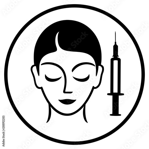 Cosmetic injections line icon. Vector flat illustration. Can be used for topics like rejuvenation, cosmetology, plastic surgery.