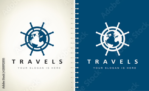 steering wheels with globe logo vector