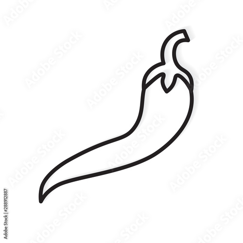 black outline of chili pepper icon- vector illustration