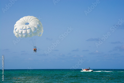 White parasail wing flying ...