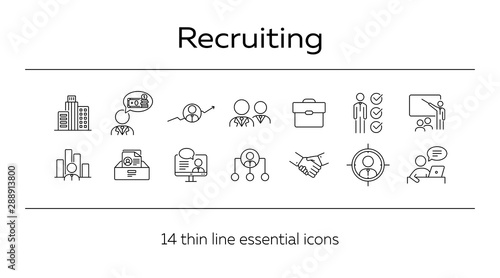 Recruiting line icon set