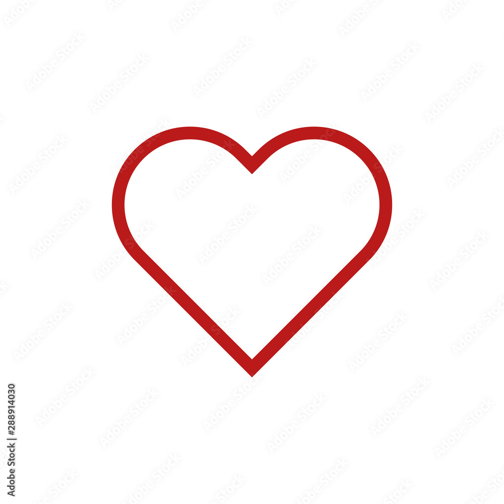 Red heart icon. Love symbol. Vector illustration flat style