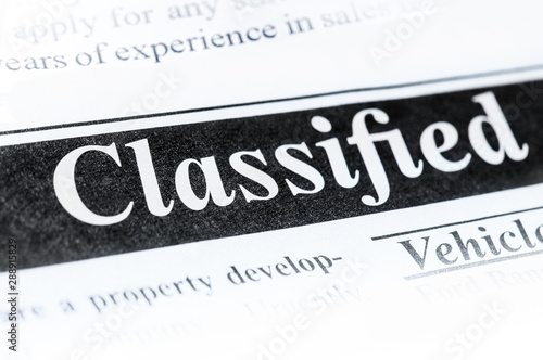 Classifieds section in newspaper
