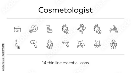 Cosmetologist line icon set