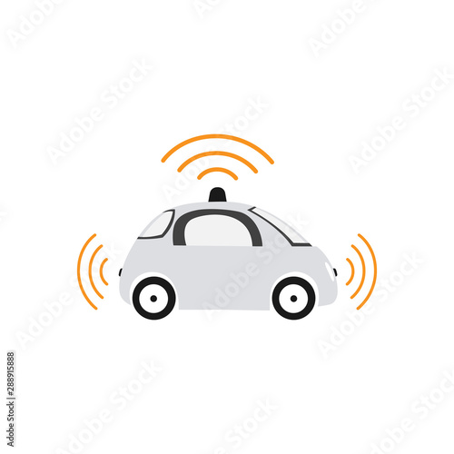 Autonomous self driving car vector image design illustration
