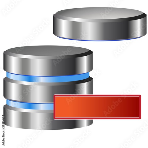Classic database icon delete record. Vector icon.