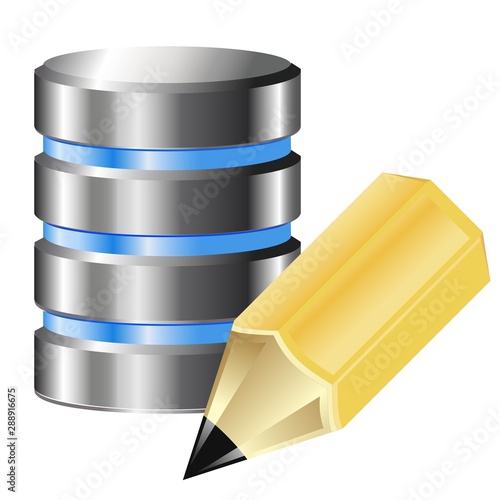 Classic database icon edit record. Vector icon.