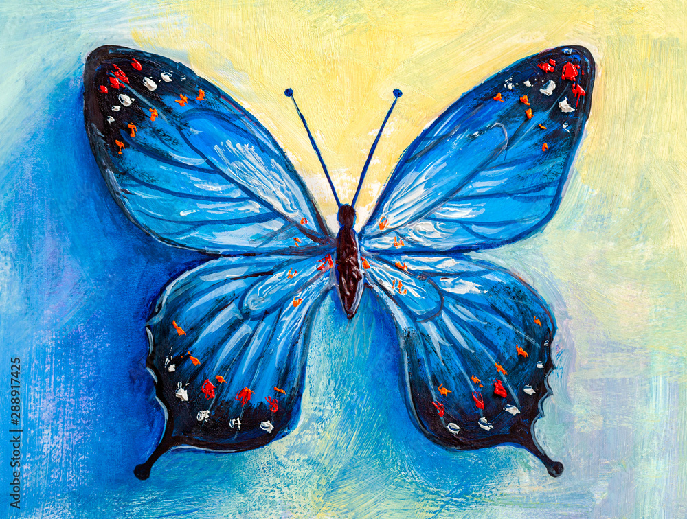 abstract painting butterfly - obrazy, fototapety, plakaty 