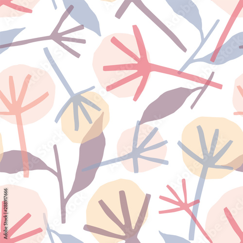 Dandelion hand drawn vector seamless pattern