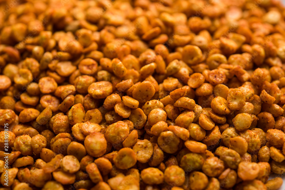 Fried and Spicy Chana Dal Masala is a popular Chakna recipe. served in a bowl. selective focus Fried and Spicy Chana Dal Masala is a popular Chakna recipe. served in a bowl. selective focus