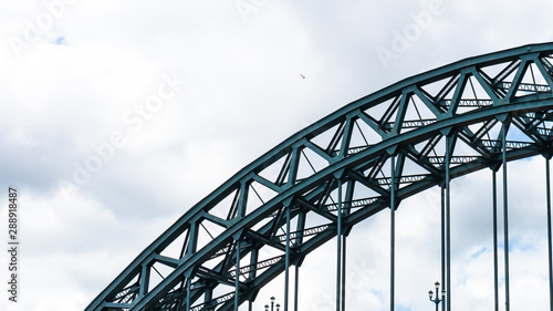 A top left hand section of the Tyne Bridge that spans the River Tyne connecting Gateshead and Newcastle upon Tyne. Image taken on Newcastle side of the River.