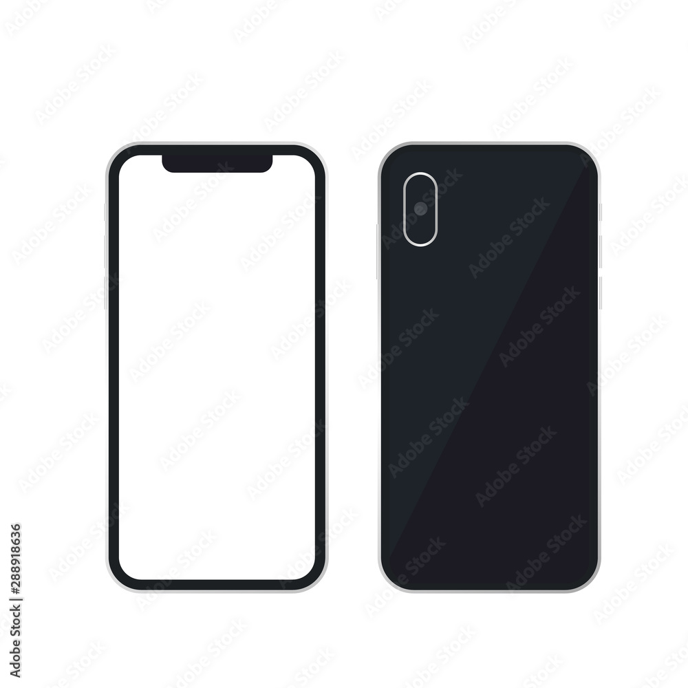 Vector phone x collection. Side and back vector images isolate on white background Vector phone x collection. Side and back vector images isolate on white background