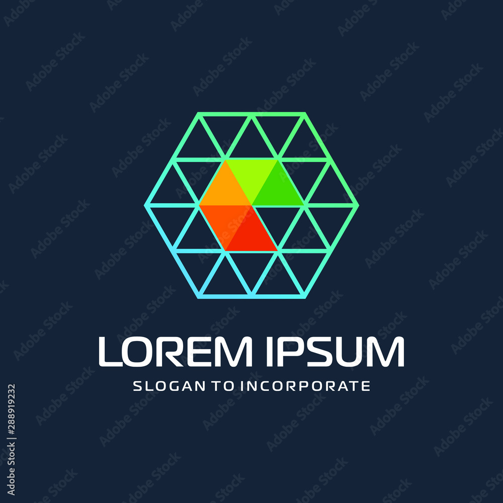 Fototapeta premium Hexagon letters Q digital logo. abstract icon. construction concept - vector
