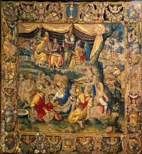 Detail of the tapestry from Como Cathedral in Italy