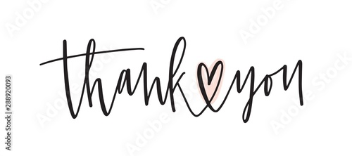 Thank you handwritten vector lettering. Gratitude expression phrase, thankfulness words isolated on white background. Valentine postcard, greeting card decorative calligraphy. Thanksgiving slogan.