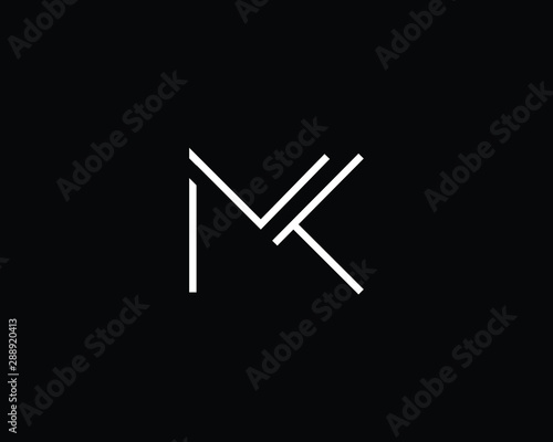 Creative and Minimalist Letter MK Logo Design Icon  Editable in Vector Format in Black and White Color