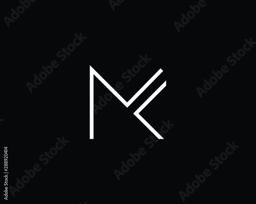 Creative and Minimalist Letter MC MK Logo Design Icon, Editable in Vector Format in Black and White Color