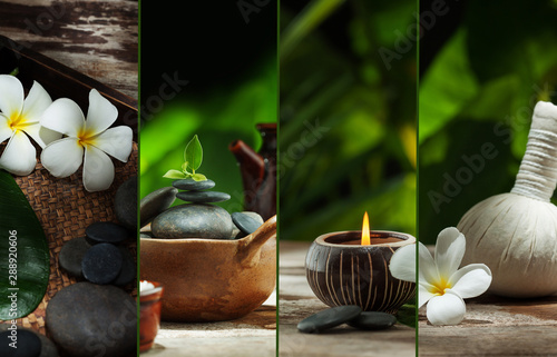 Fotografie Spa objects theme collage composed of a few different images