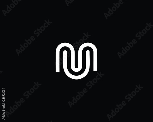 Creative and Minimalist Letter MU UM Logo Design Icon, Editable in Vector Format in Black and White Color photo