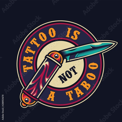 Vintage tattoo salon colorful round emblem