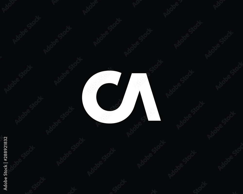 Creative and Minimalist Letter CA Logo Design Icon, Editable in Vector Format in Black and White Color - obrazy, fototapety, plakaty 