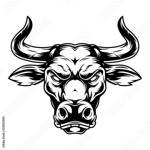 Vintage powerful bull head concept
