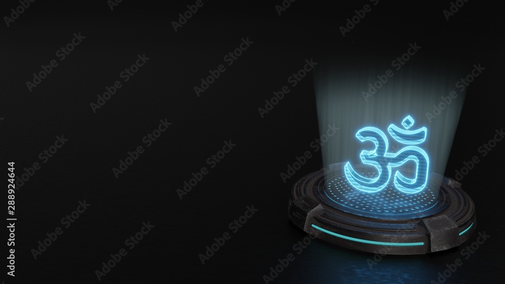 3d hologram symbol of om icon render 3d hologram symbol of om icon render
