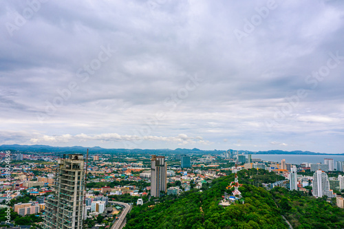 Aerial view of Pattaya city in Chonburi, Thailand. Aerial view from drone © Panwasin