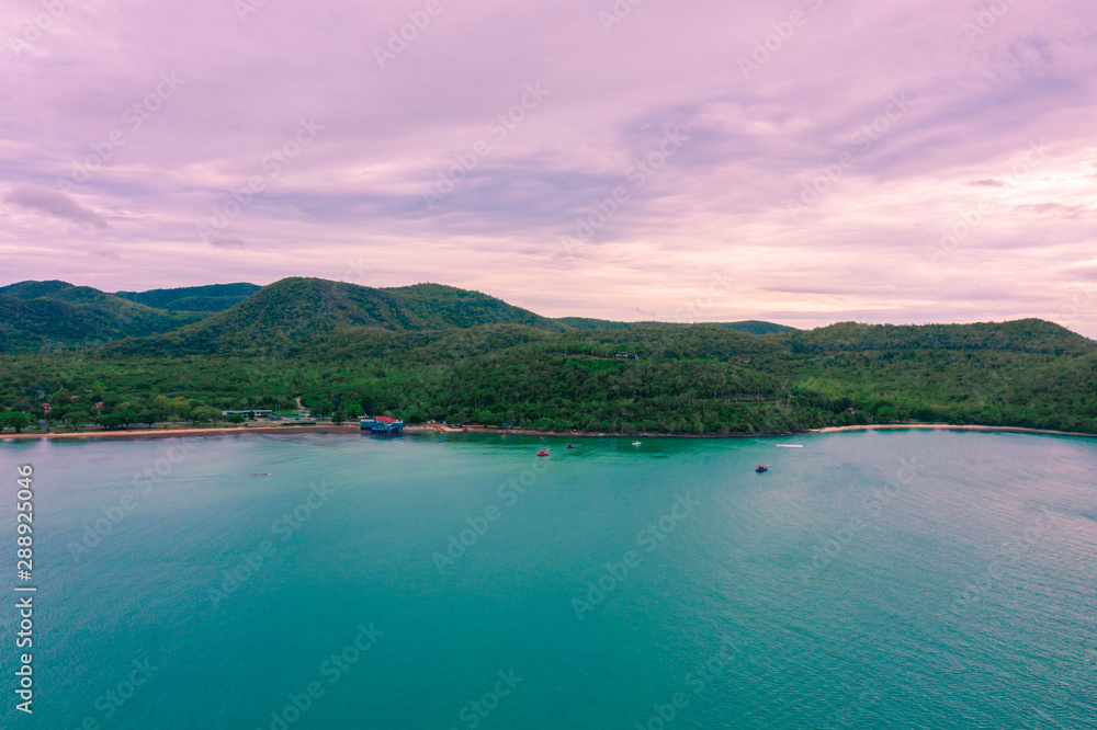 Aerial seascape in Sattahip city, Chonburi Thailand