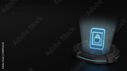 3d hologram symbol of phone icon render