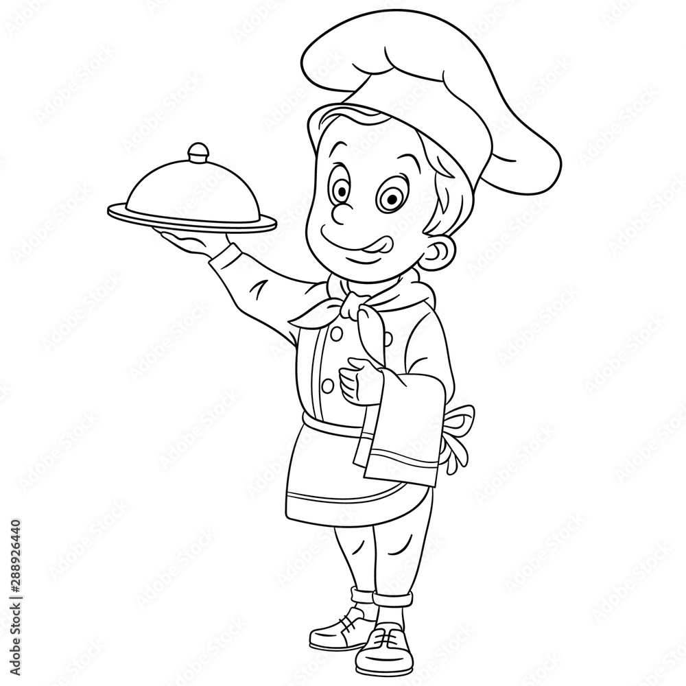 coloring page with chef, chief cook Stock Vector | Adobe Stock