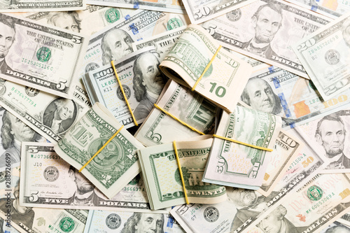 Wallpaper Mural Many Stack of 100 dollar bills on dollars background top wiev with copy space Torontodigital.ca