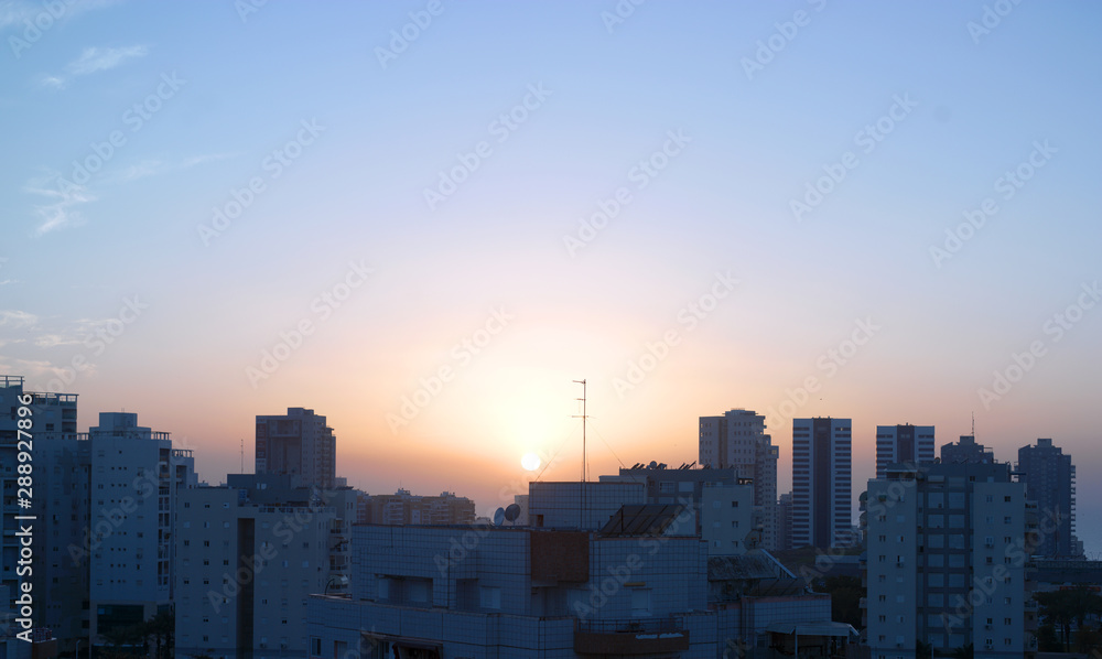 Sun dusk in the city