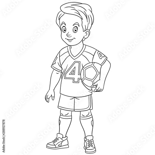 coloring page with footballer, football player