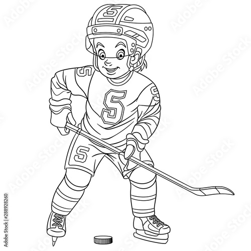 coloring page with hockey player