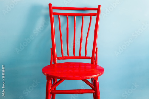 Red retro style wooden chair