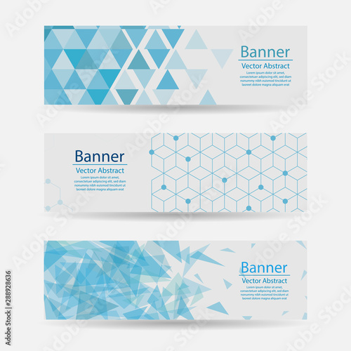 Blue set banners abstract background, header on website template
