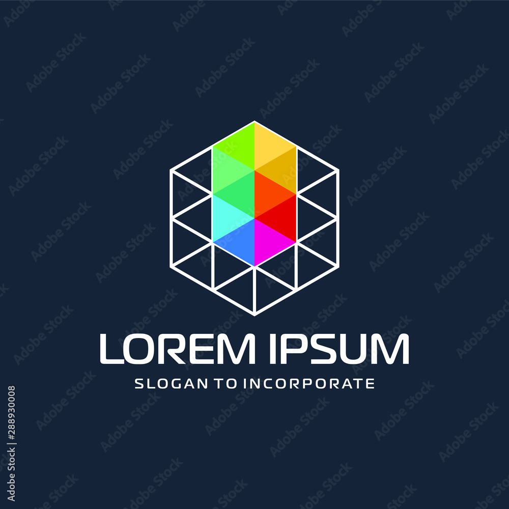 Fototapeta premium Hexagon letters V digital logo. abstract icon. construction concept - vector