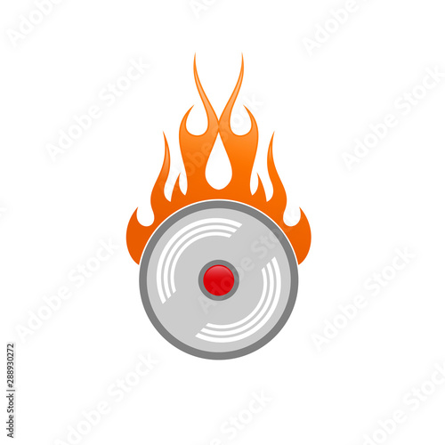 Alarm fire clock icon isolated on white background. Alarm clock icon modern symbol for graphic and web design