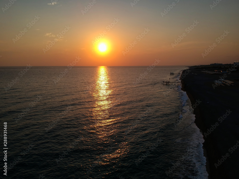 Sunset. Mediterranean Sea Sunset at Kizilot Beach. Manavgat, Antalya, Turkey