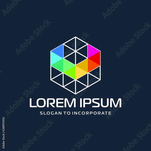 Hexagon letters V digital logo. abstract icon. construction concept - vector
