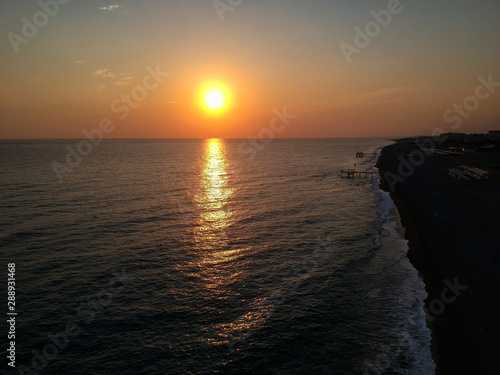 Sunset. Mediterranean Sea Sunset at Kizilot Beach. Manavgat, Antalya, Turkey