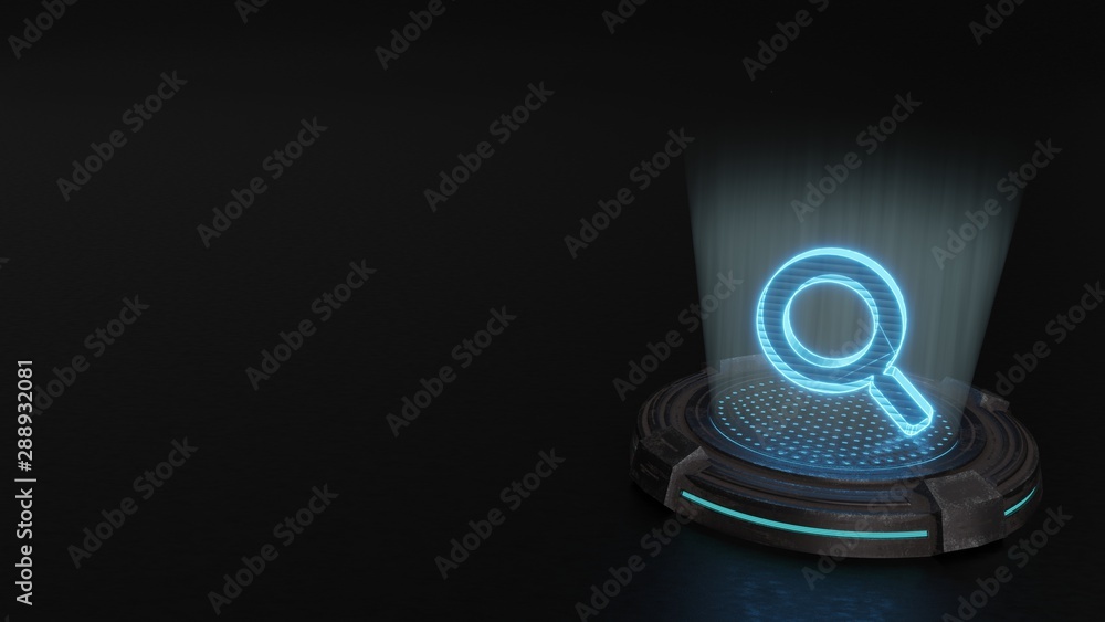 3d hologram symbol of search icon render 3d hologram symbol of search icon render